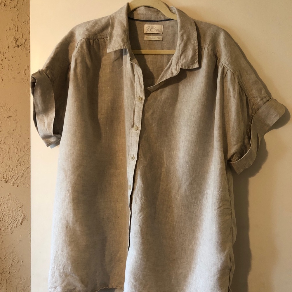 J Crew Irish Linen over sized shirt.